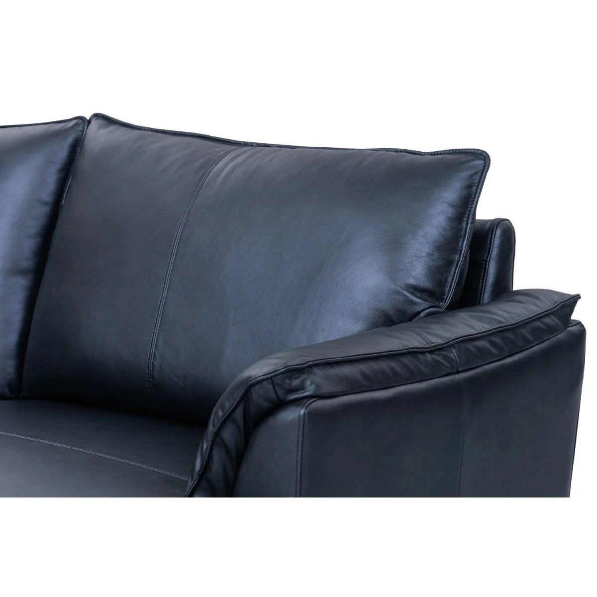 FURNHOUSE Soul 3-Sitzer Ledersofa - Echtleder Schwarz