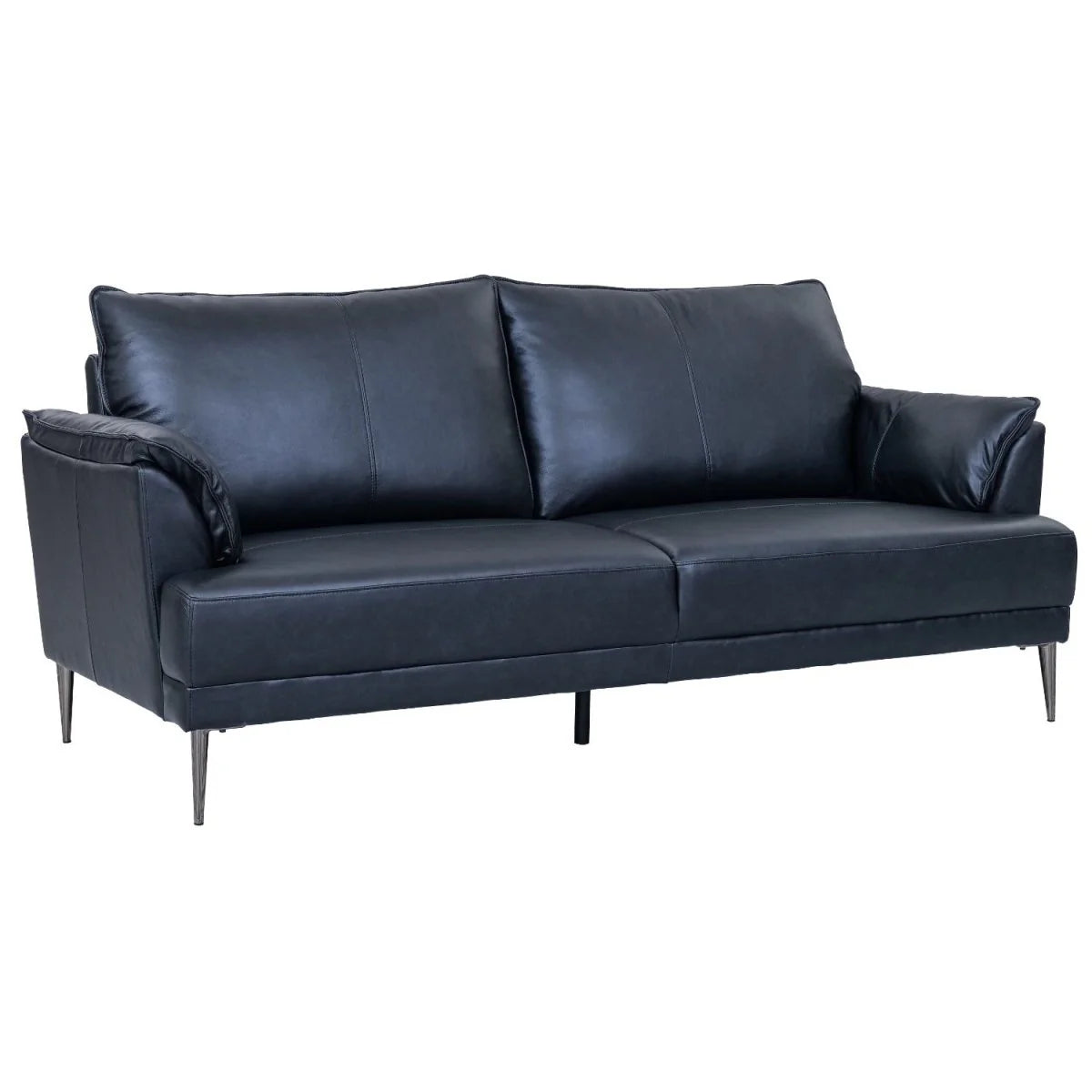 FURNHOUSE Soul 3-Sitzer Ledersofa - Echtleder Schwarz