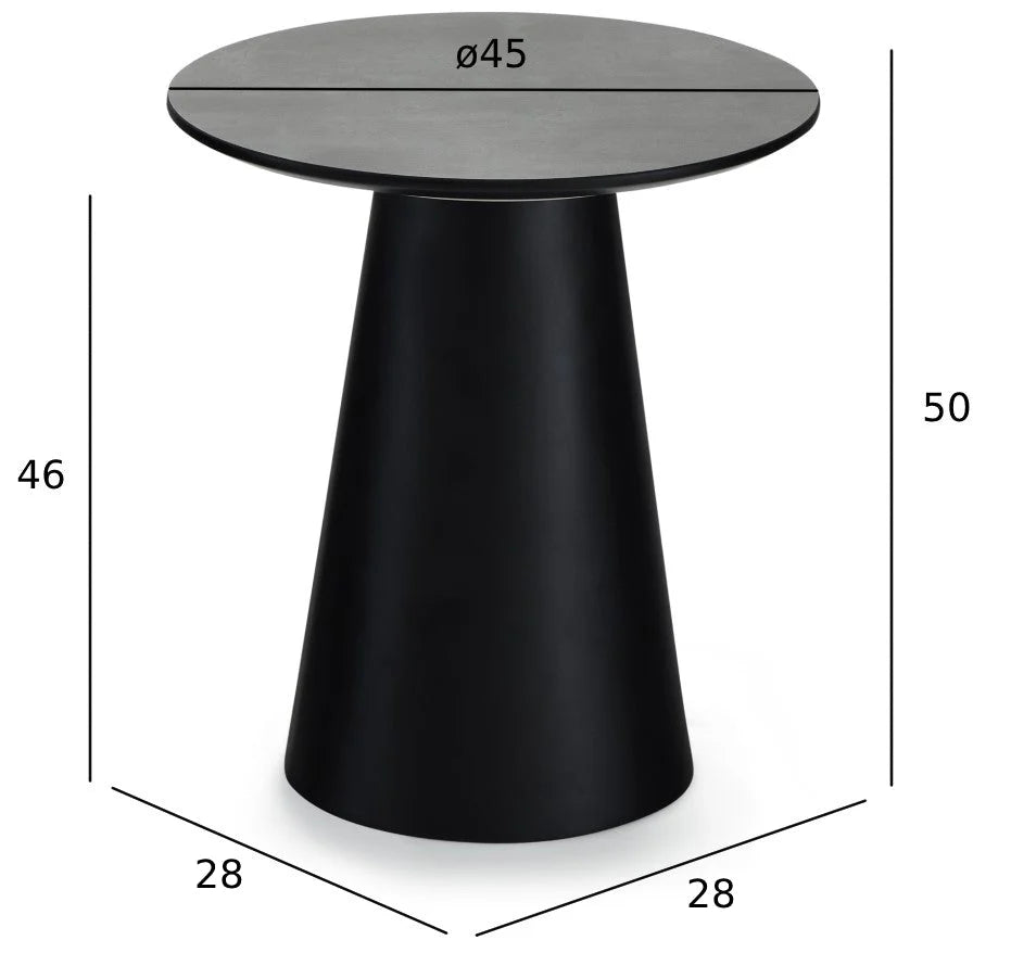 FURNHOUSE Tango Couchtisch Rund ø45 cm - Marmoroptik Dunkelgrau