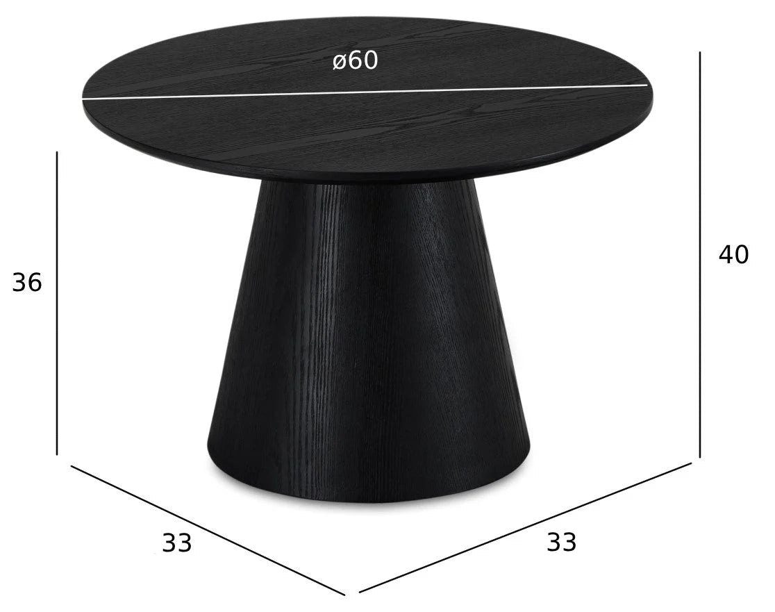 FURNHOUSE Tango Couchtisch Rund ø60 cm - Eiche Schwarz