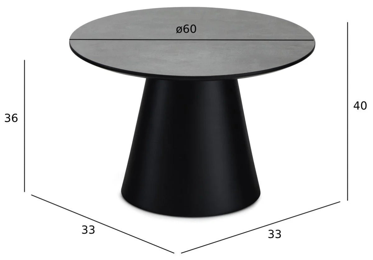 FURNHOUSE Tango Couchtisch Rund ø60 cm - Marmoroptik Dunkelgrau