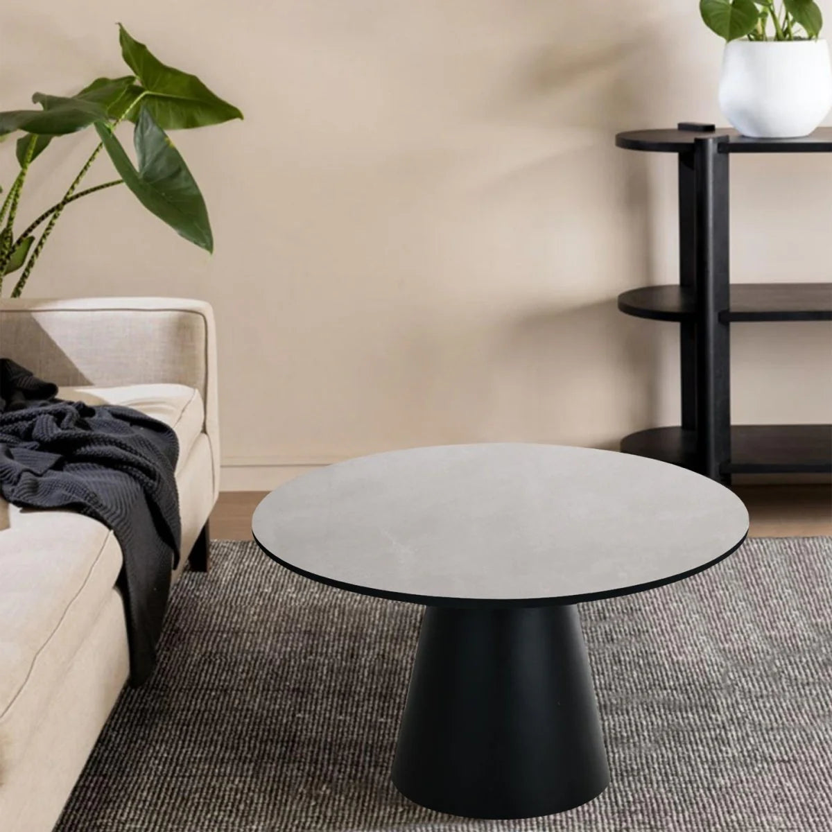 FURNHOUSE Tango Couchtisch Rund ø80 cm - Marmoroptik Hellgrau