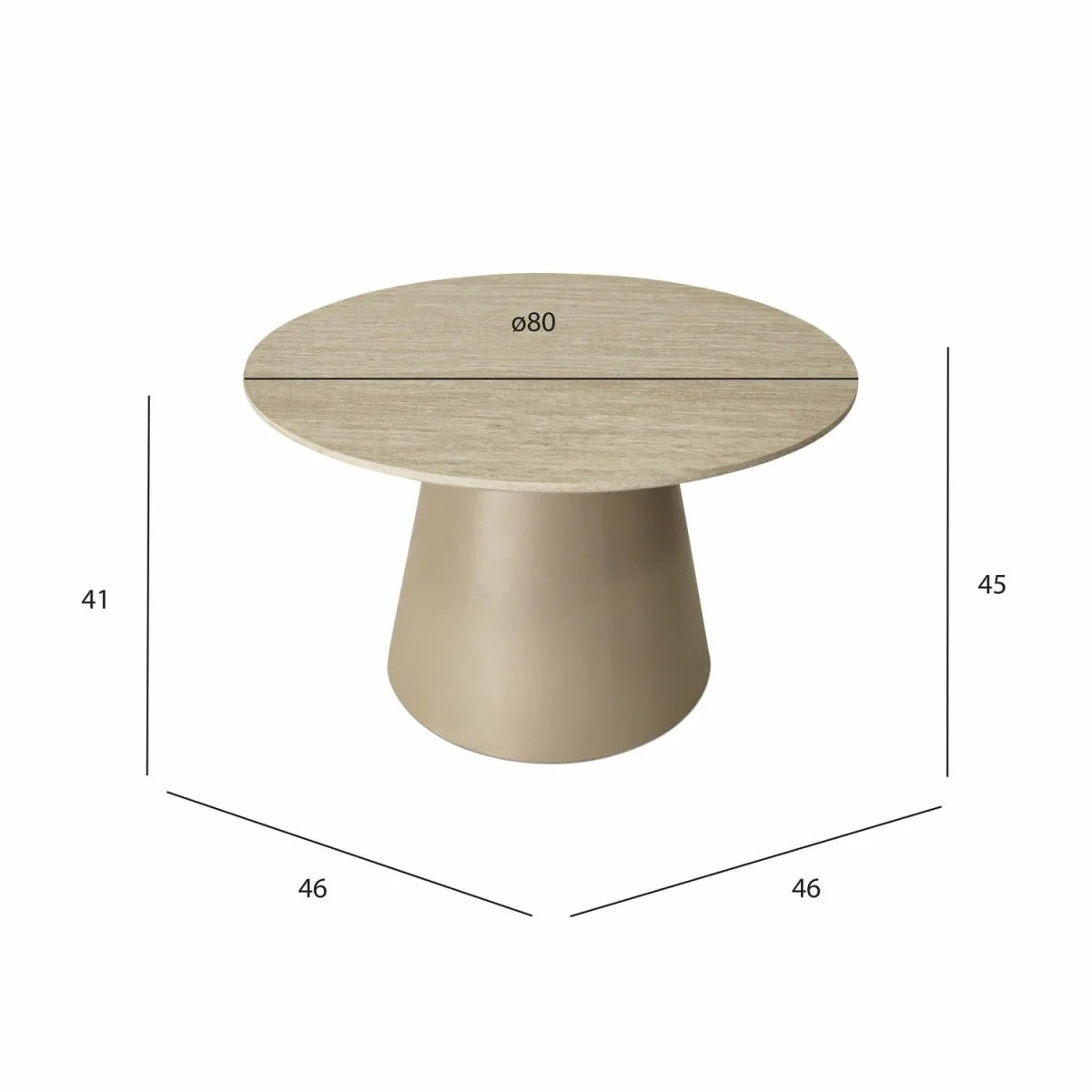 FURNHOUSE Tango Couchtisch Rund ø80 cm - Travertine-Optik Beige