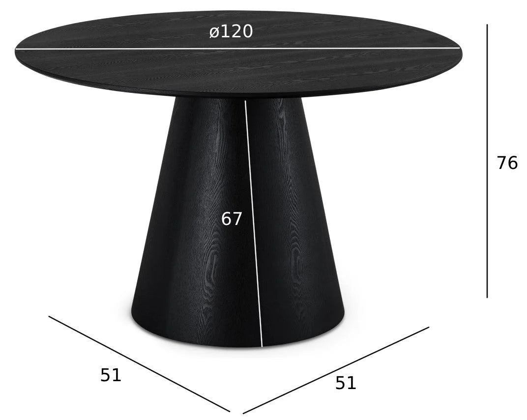 FURNHOUSE Tango Runder Esstisch ø120 cm - Eiche Schwarz