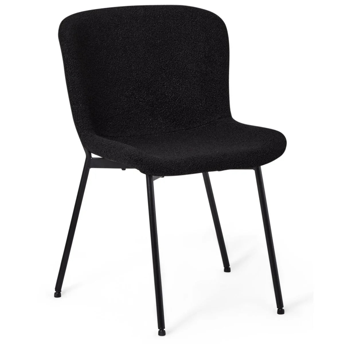 FURNHOUSE Teddy Esszimmerstühle 2er Set - Bouclé-Stoff Schwarz