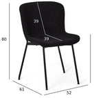 FURNHOUSE Teddy Esszimmerstühle 2er Set - Bouclé-Stoff Schwarz