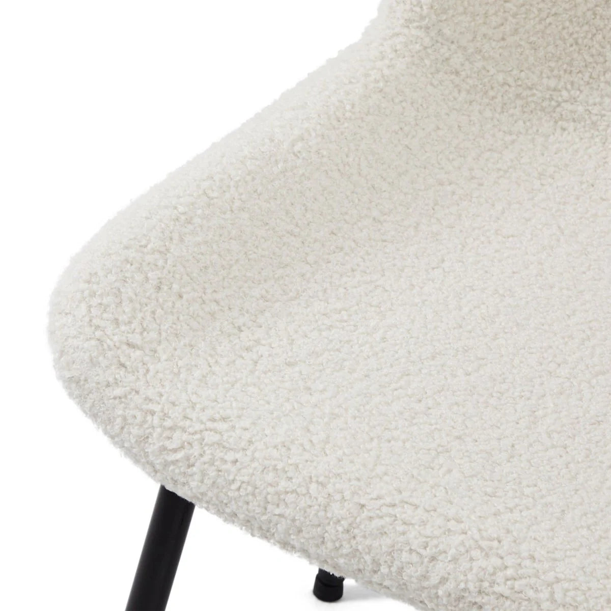 FURNHOUSE Teddy Esszimmerstühle 2er Set - Bouclé-Stoff Weiß