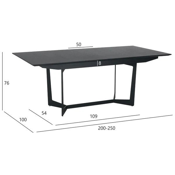 FURNHOUSE Tokyo Rechteckiger Esstisch 200x100 cm - Ausziehbar bis 250 cm - Eiche Schwarz
