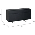 FURNHOUSE Tokyo Sideboard mit 3 Türen - 155 cm breit - Eiche Schwarz