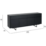 FURNHOUSE Tokyo Sideboard mit 4 Türen - 205 cm breit - Eiche Schwarz