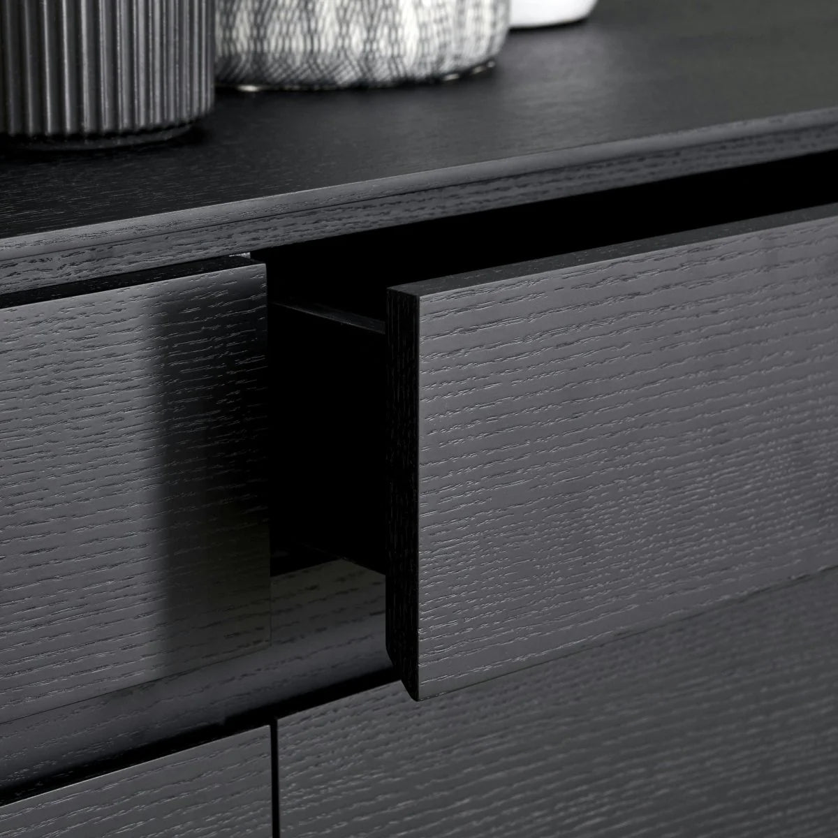 FURNHOUSE Tokyo Sideboard mit 4 Türen - 205 cm breit - Eiche Schwarz