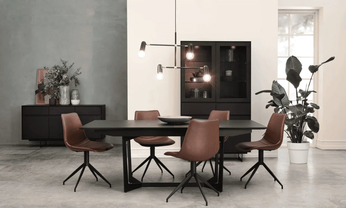FURNHOUSE Tokyo Sideboard mit 4 Türen - 205 cm breit - Eiche Schwarz
