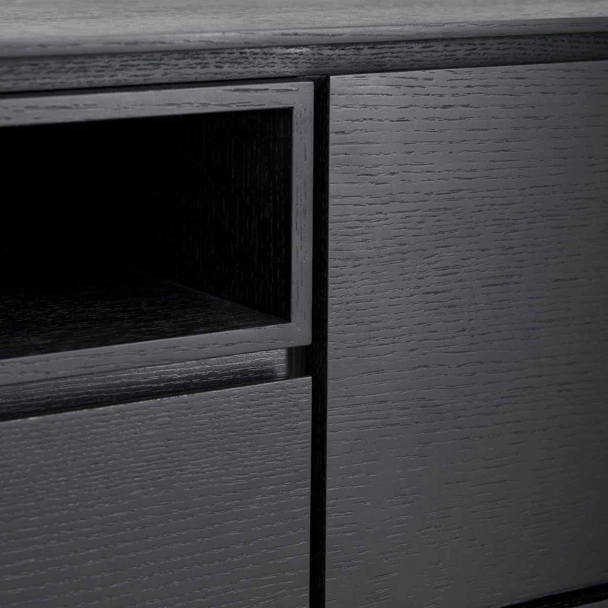 FURNHOUSE Tokyo TV-Tisch mit 2 Türen - 160 cm breit - Eiche Schwarz
