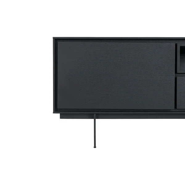 FURNHOUSE Tokyo TV-Tisch mit 2 Türen - 160 cm breit - Eiche Schwarz