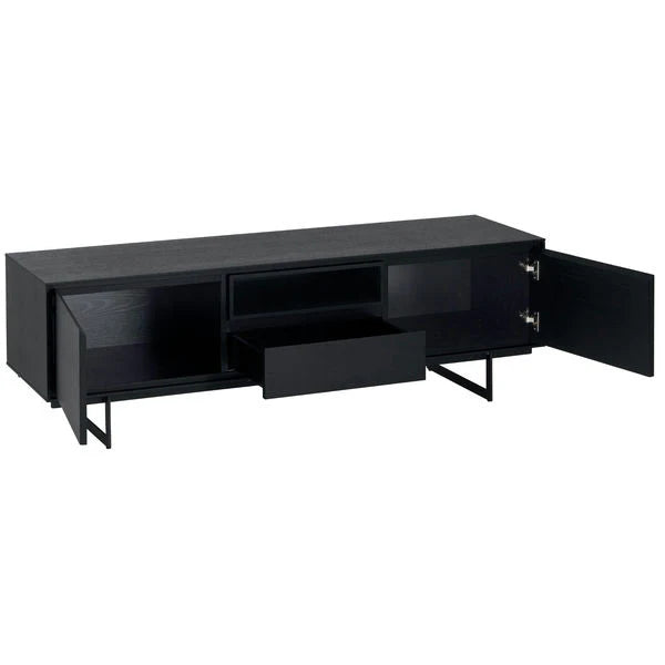 FURNHOUSE Tokyo TV-Tisch mit 2 Türen - 160 cm breit - Eiche Schwarz