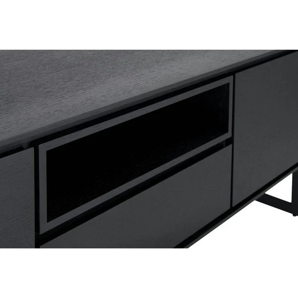 FURNHOUSE Tokyo TV-Tisch mit 2 Türen - 160 cm breit - Eiche Schwarz