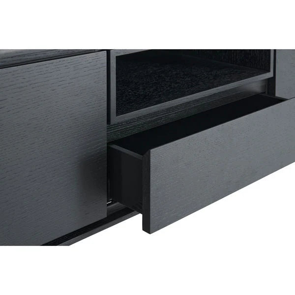 FURNHOUSE Tokyo TV-Tisch mit 2 Türen - 160 cm breit - Eiche Schwarz