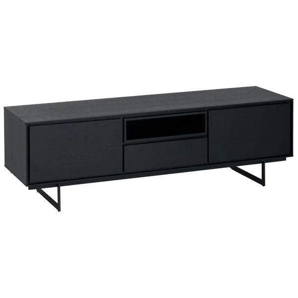 FURNHOUSE Tokyo TV-Tisch mit 2 Türen - 160 cm breit - Eiche Schwarz