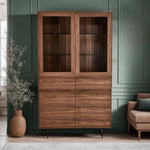 FURNHOUSE Tokyo Vitrine mit LED-Beleuchtung - 110 cm breit - Amerikanische Walnuss