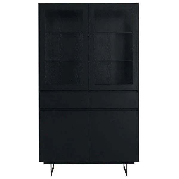 FURNHOUSE Tokyo Vitrine mit LED-Beleuchtung - 110 cm breit - Eiche Schwarz