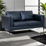 FURNHOUSE Valencia 2-Sitzer Ledersofa - Echtleder Schwarz